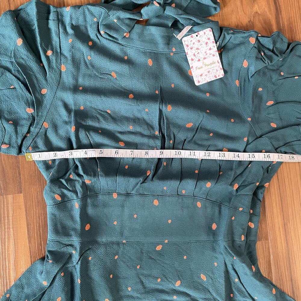NWT Women's Free People Abbie Fit & Flare Dress Mini Size 8 Green Polka Dot - Picture 4 of 9